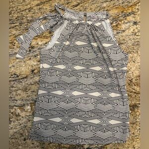 Ellie Kai Women Black/White Sleeveless Keyhole Printed Blouse Top Size 2